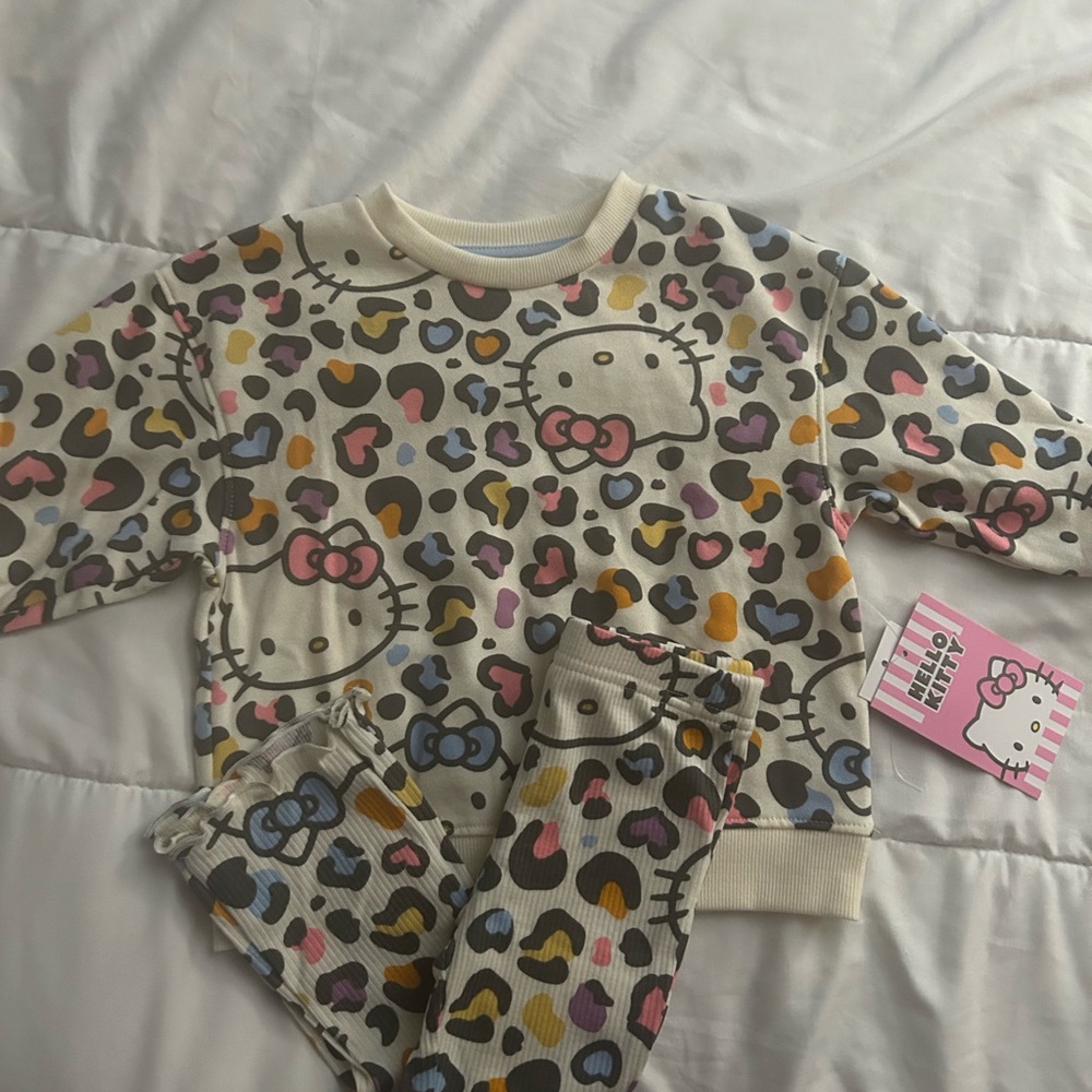Hello Kitty Leopard Print Sweatshirt and Pants Set